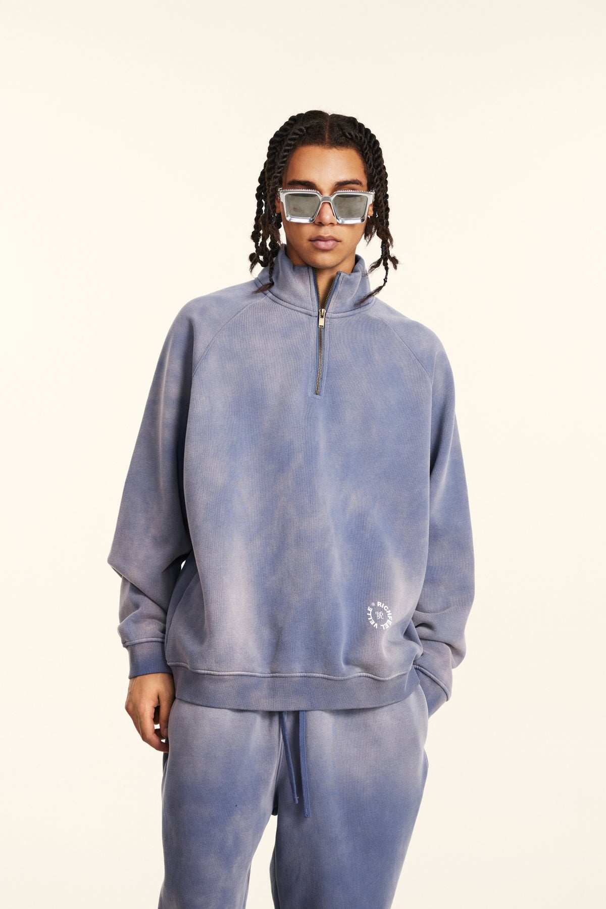 Sudadera unisex con media cremallera y cuello alto