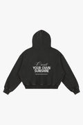 hoodie preta com arte "Ceate your own sunshine" em glitter branco