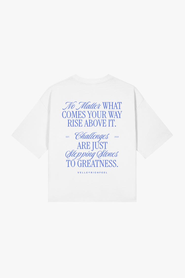 Unisex boxy-fit T-shirt with artwork in blue