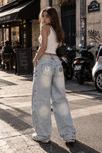 Calça Jeans Barrel Leg com Lavagem Vintage e Efeito Desbotado pelo Sol
