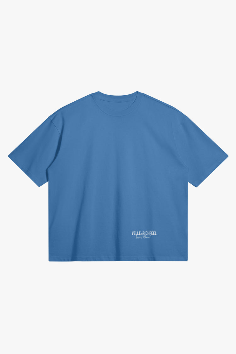 Unisex boxy-fit T-shirt with white Velle artwork