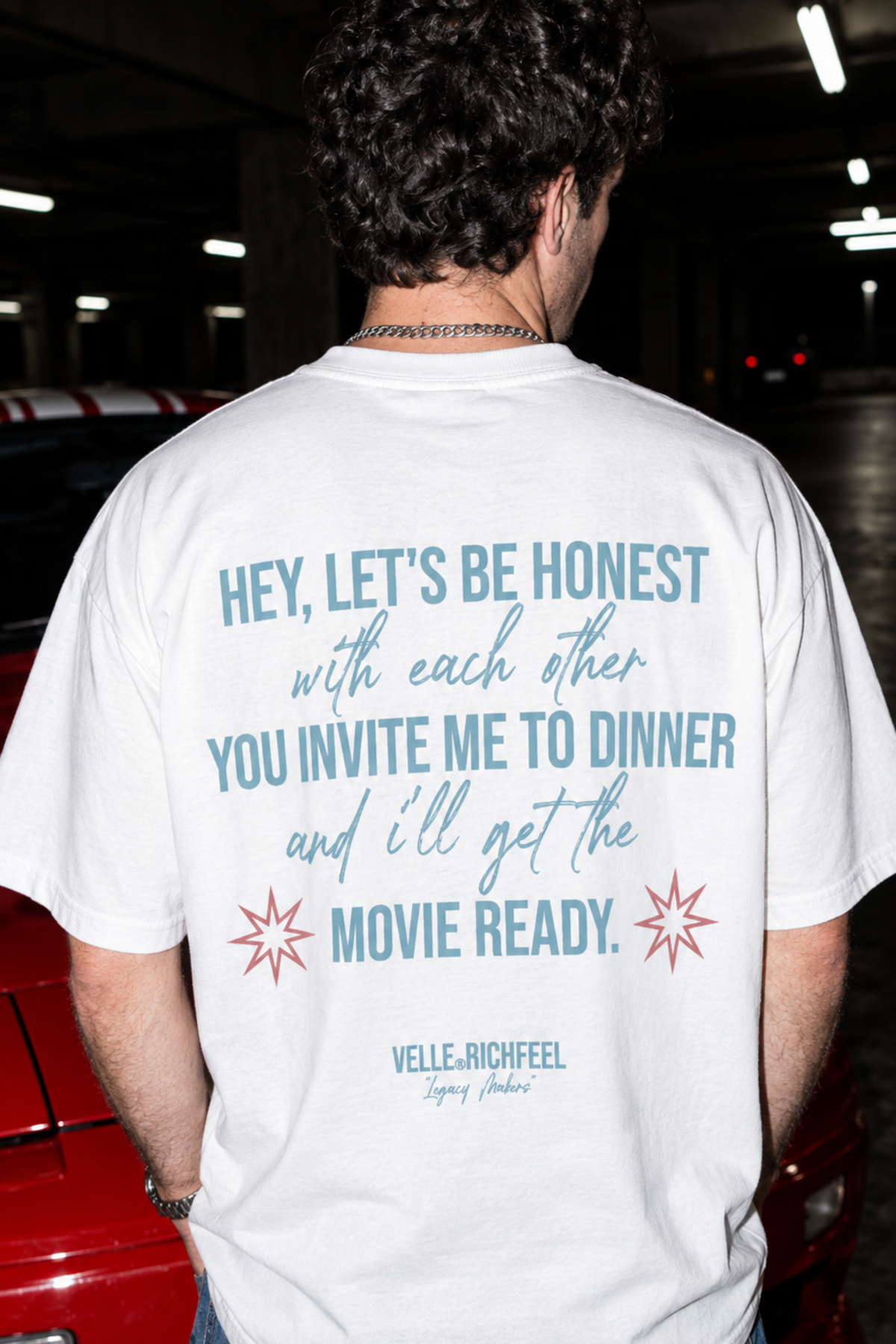 boxy-fit t-shirt unissexo com arte "BE HONEST"