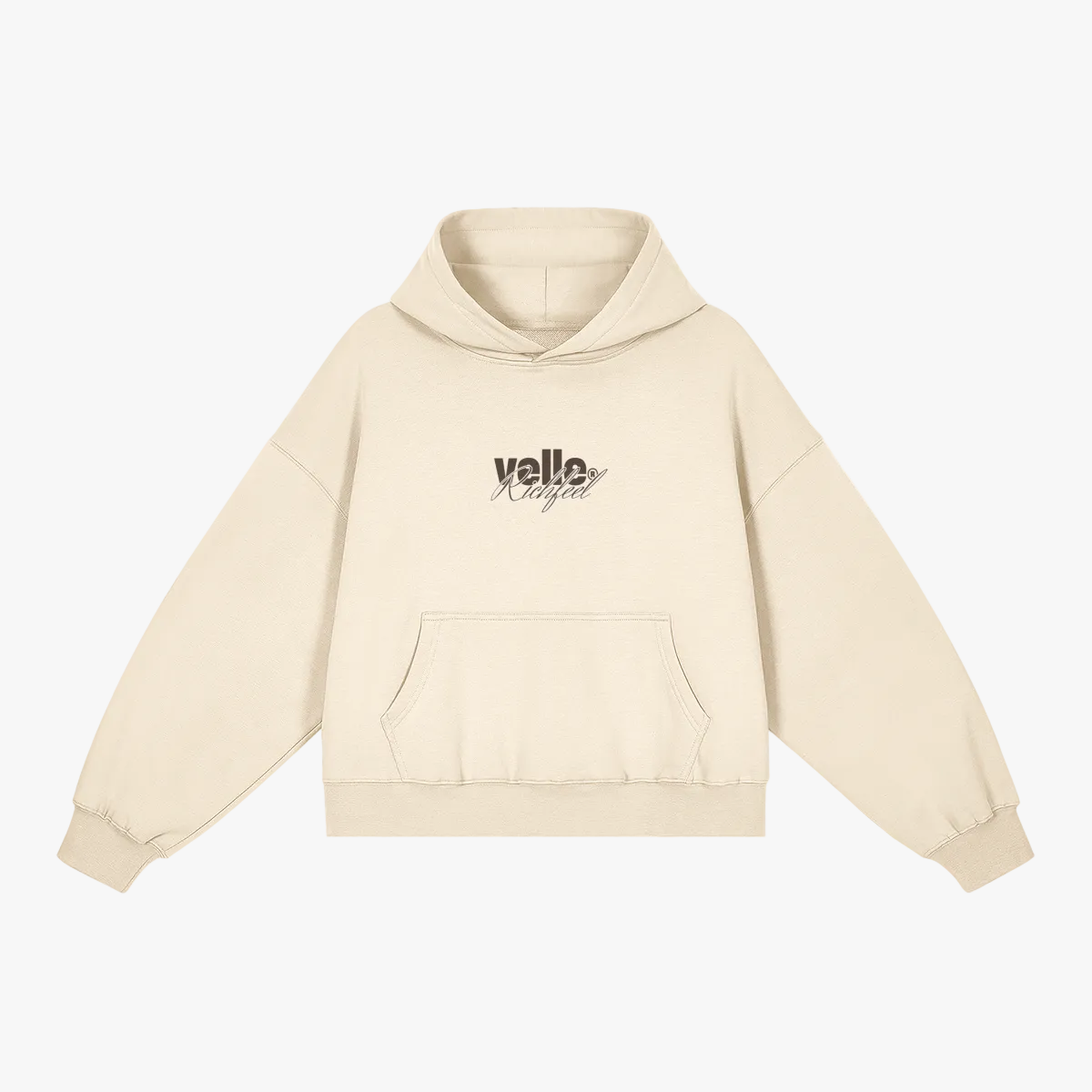 Boxy-Fit Hoodie with Velle Artwork in Cream
