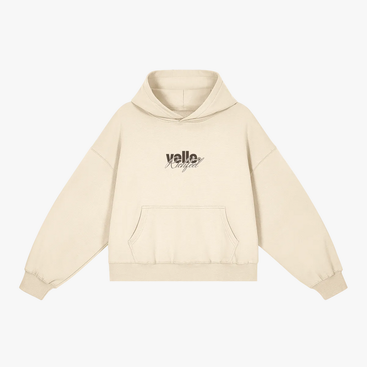 Boxy-Fit Hoodie with Velle Artwork in Cream
