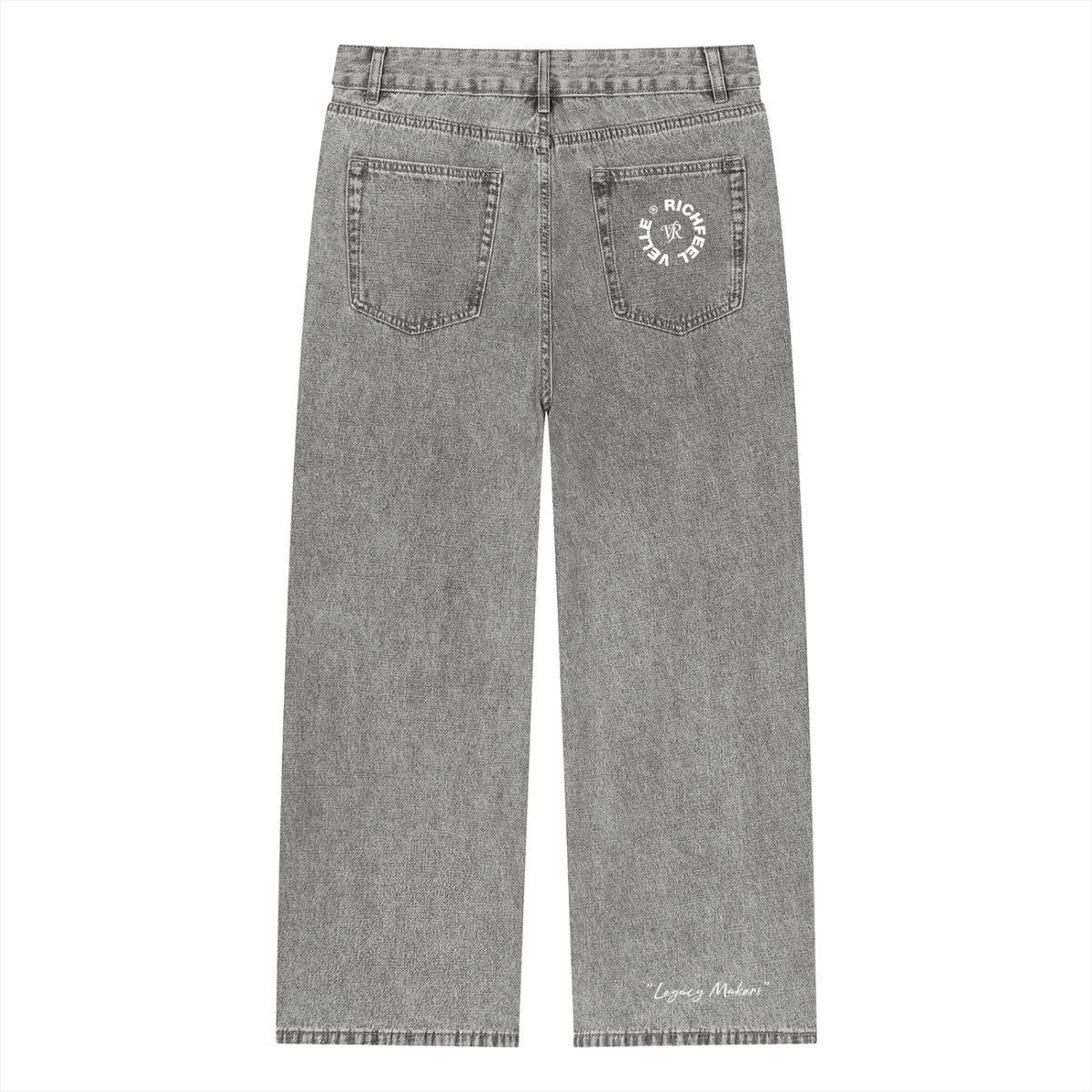 Calça de ganga Unissexo de Corte Reto com Lavagem Vintage