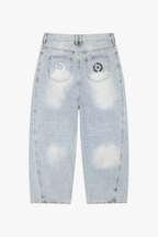 Calça Jeans Barrel Leg com Lavagem Vintage e Efeito Desbotado pelo Sol