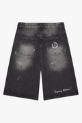 Calções Jeans Masculino Wide Leg com Lavagem Vintage