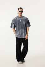 260GSM Unisex Painted Pigment-Wash T-shirt Royal Blue