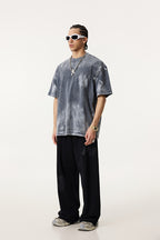 260GSM Unisex Painted Pigment-Wash T-shirt Royal Blue