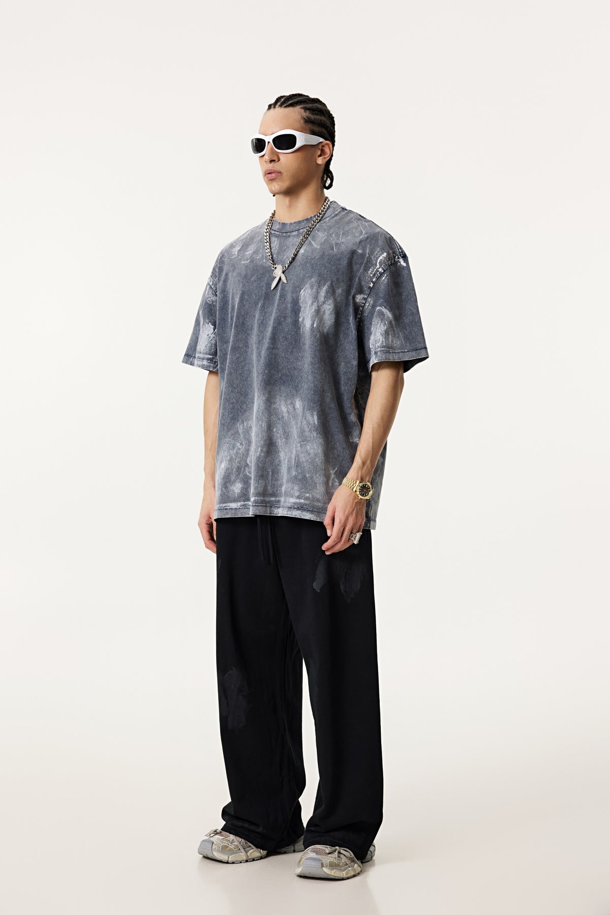 260GSM Unisex Painted Pigment-Wash T-shirt Royal Blue
