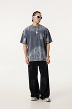 260GSM Unisex Painted Pigment-Wash T-shirt Royal Blue
