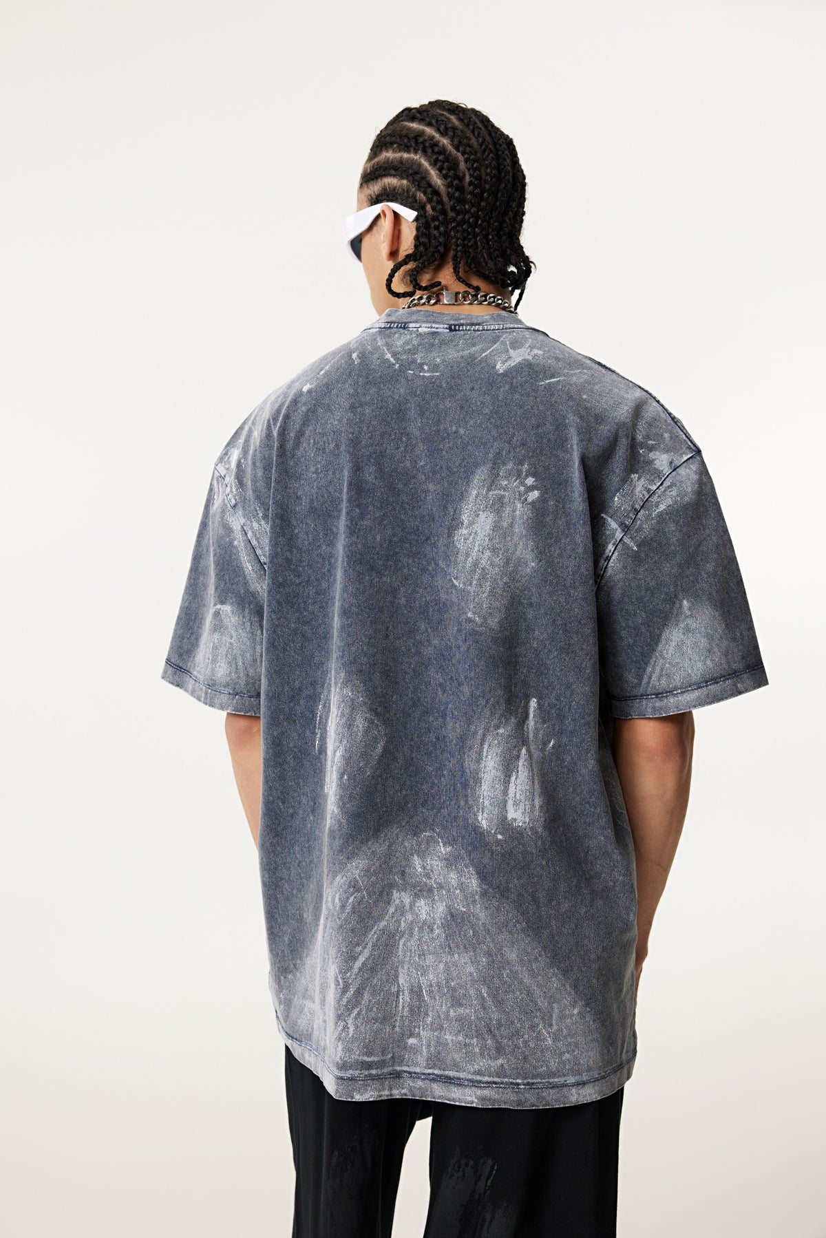 260GSM Unisex Painted Pigment-Wash T-shirt Royal Blue