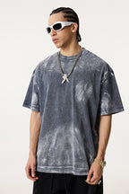 260GSM Unisex Painted Pigment-Wash T-shirt Royal Blue