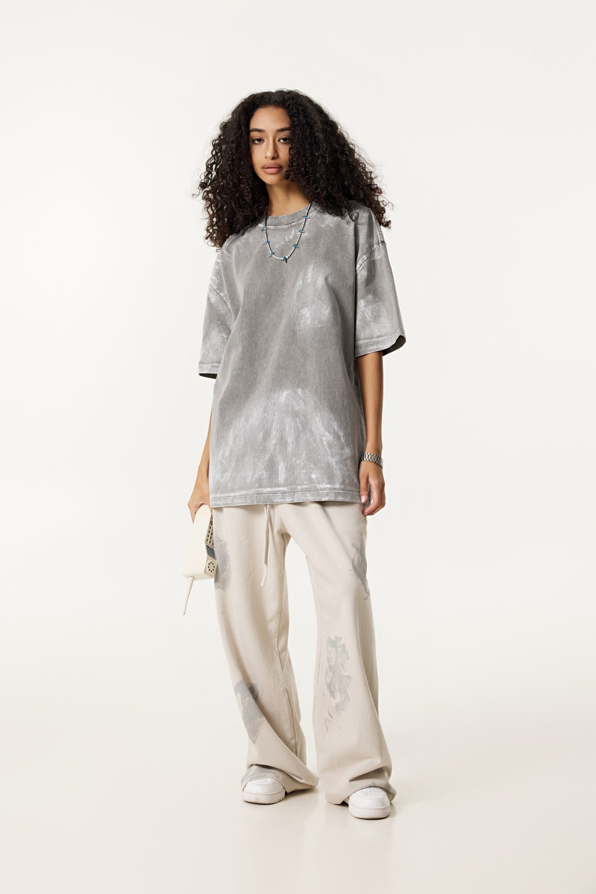 260GSM Unisex Painted Pigment-Wash T-shirt Medium Grey