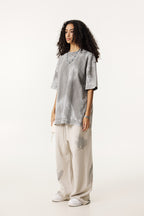 260GSM Unisex Painted Pigment-Wash T-shirt Medium Grey