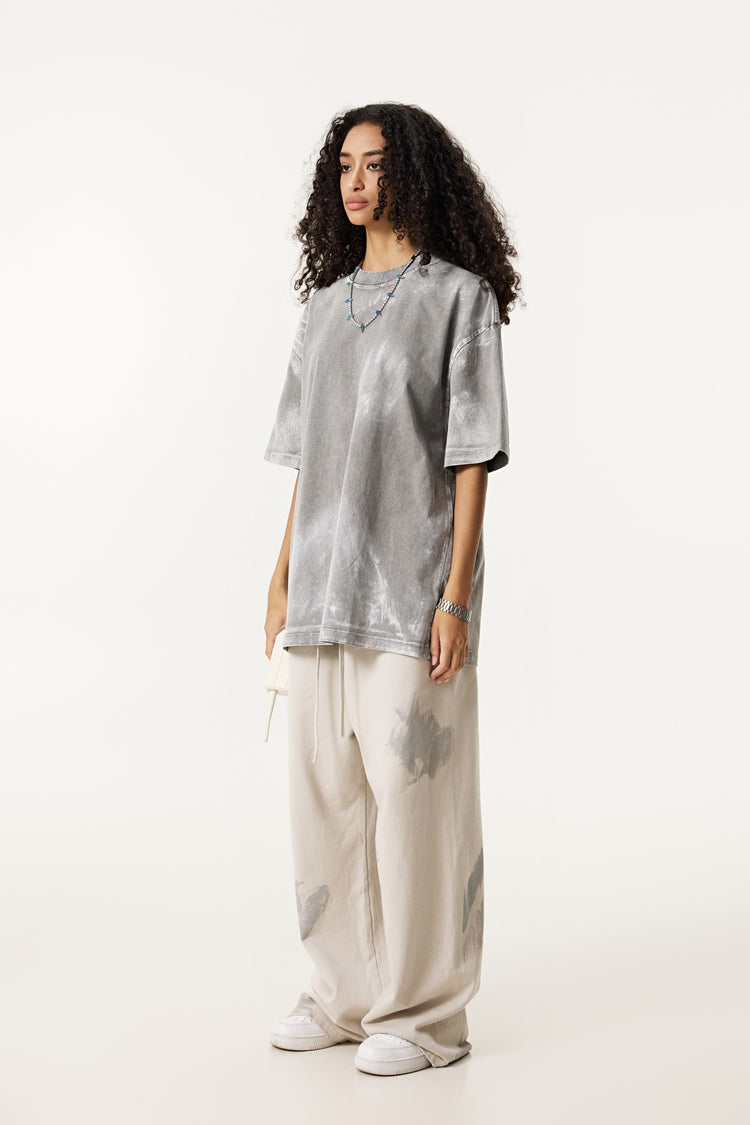 260GSM Unisex Painted Pigment-Wash T-shirt Medium Grey