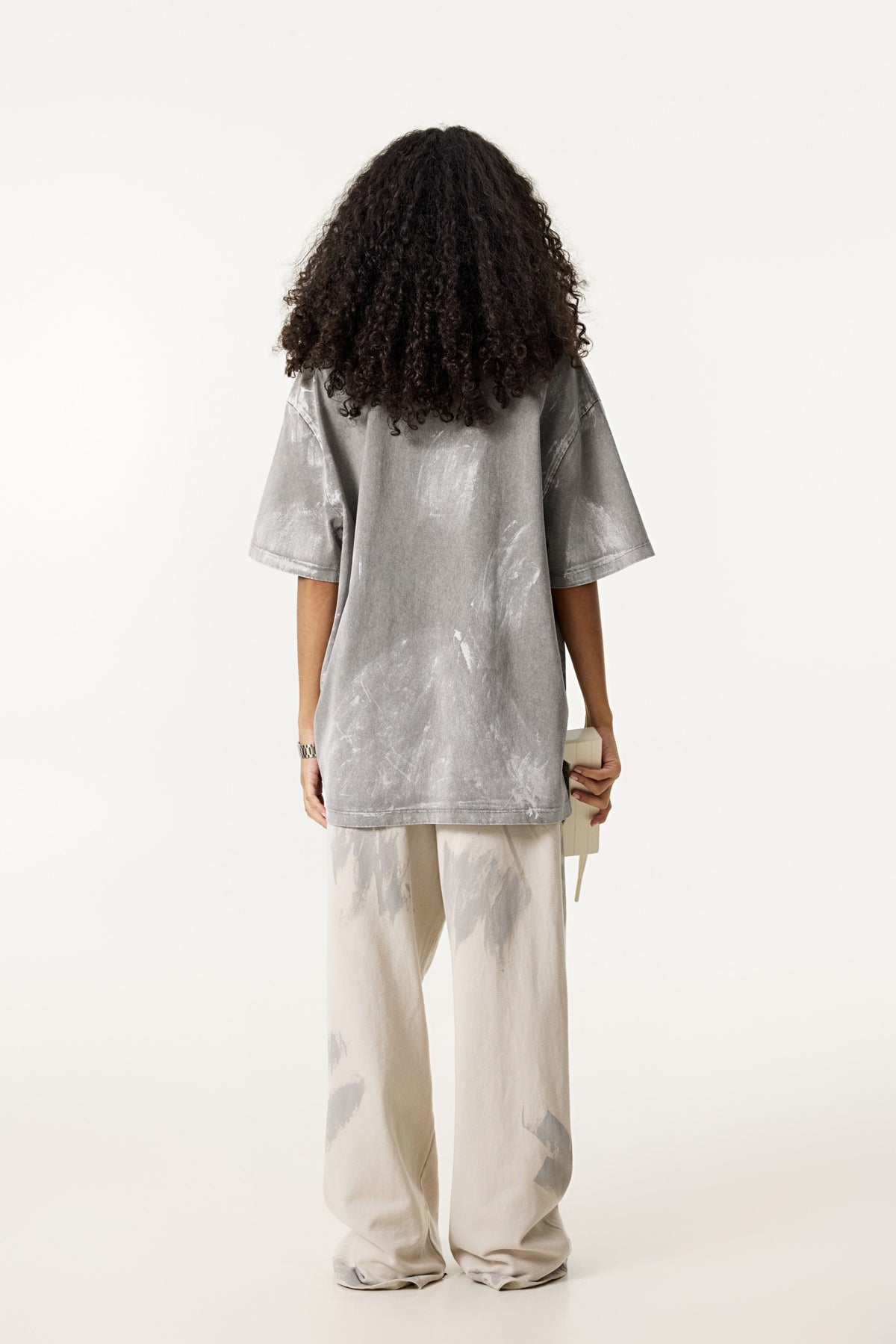 260GSM Unisex Painted Pigment-Wash T-shirt Medium Grey