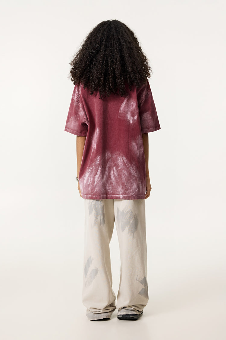 260GSM Unisex Painted Pigment-Wash T-shirt Vintage Red