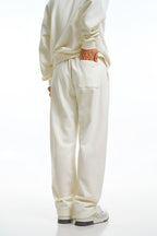 360GSM Men's Clean Solid Terry Straight-Fit Pants Cream White