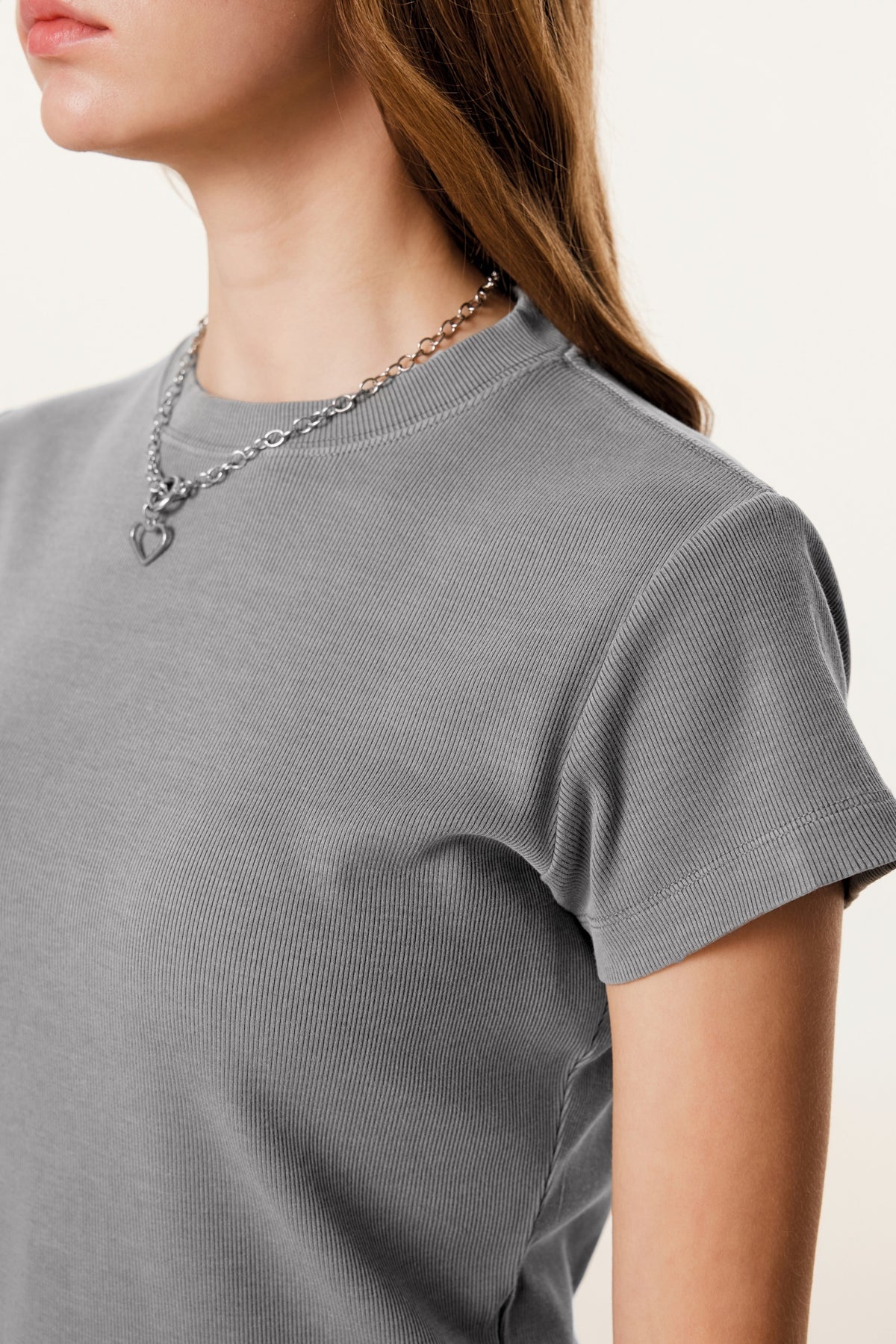 275GSM Women’s Figure-Flattering Straight Shoulder T-shirt Medium gray