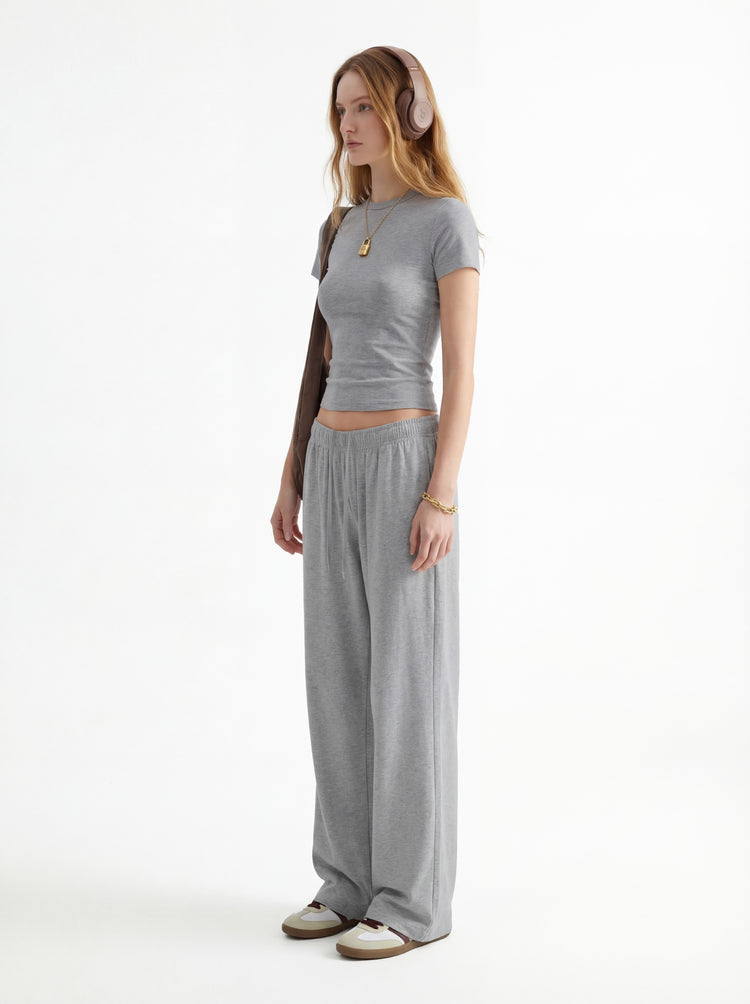 200GSM Women’s High-Stretch Slim Straight Pants Heather Gray