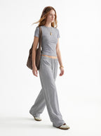 200GSM Women’s High-Stretch Slim Straight Pants Heather Gray