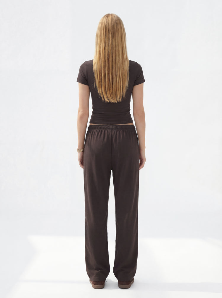 200GSM Women's High-Stretch Spandex Jersey Fitted T-Shirt Coffee