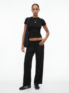 200GSM Women's High-Stretch Spandex Jersey Fitted T-Shirt Black