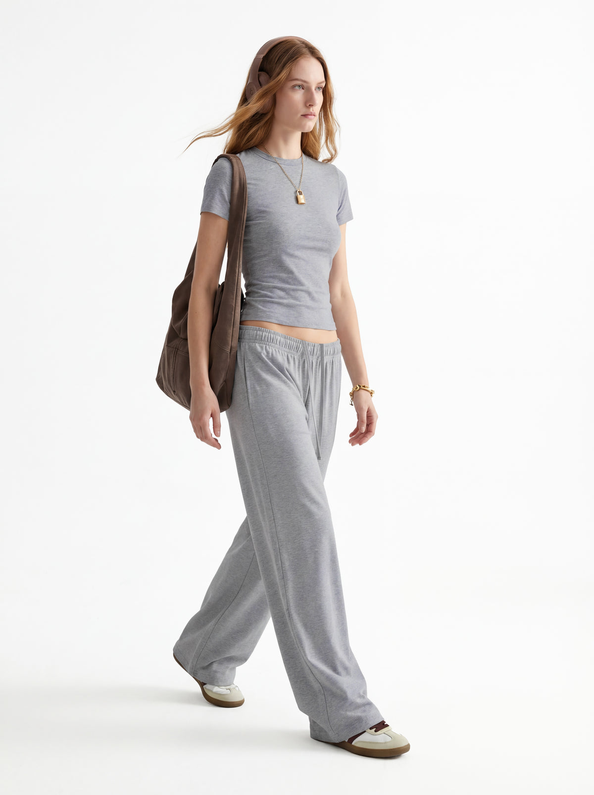 200GSM Women's High-Stretch Spandex Jersey Fitted T-Shirt Heather Grey