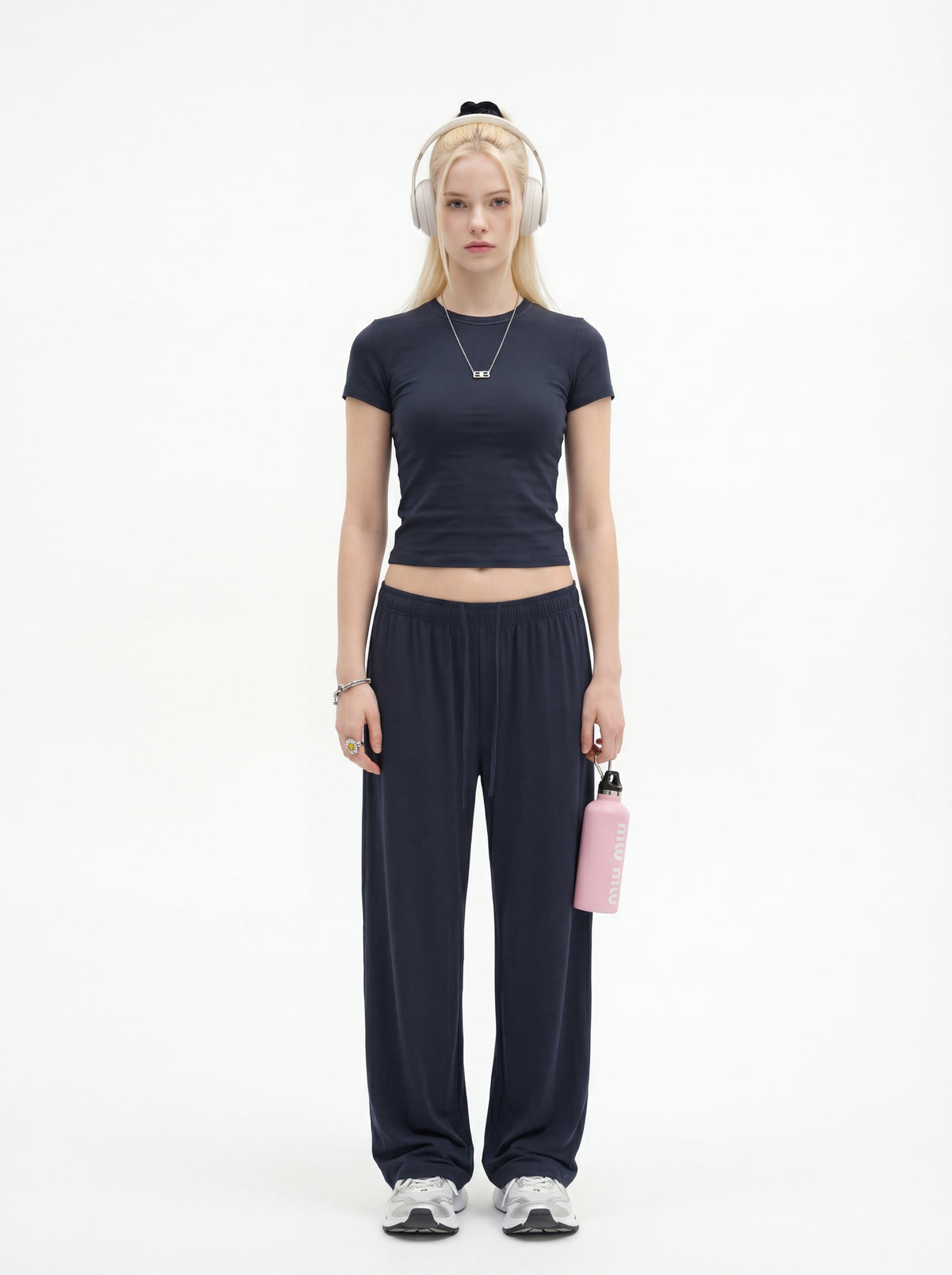 200GSM Women's High-Stretch Spandex Jersey Fitted T-Shirt Miu Blue