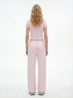 200GSM Women's High-Stretch Spandex Jersey Fitted T-Shirt Blush Pink