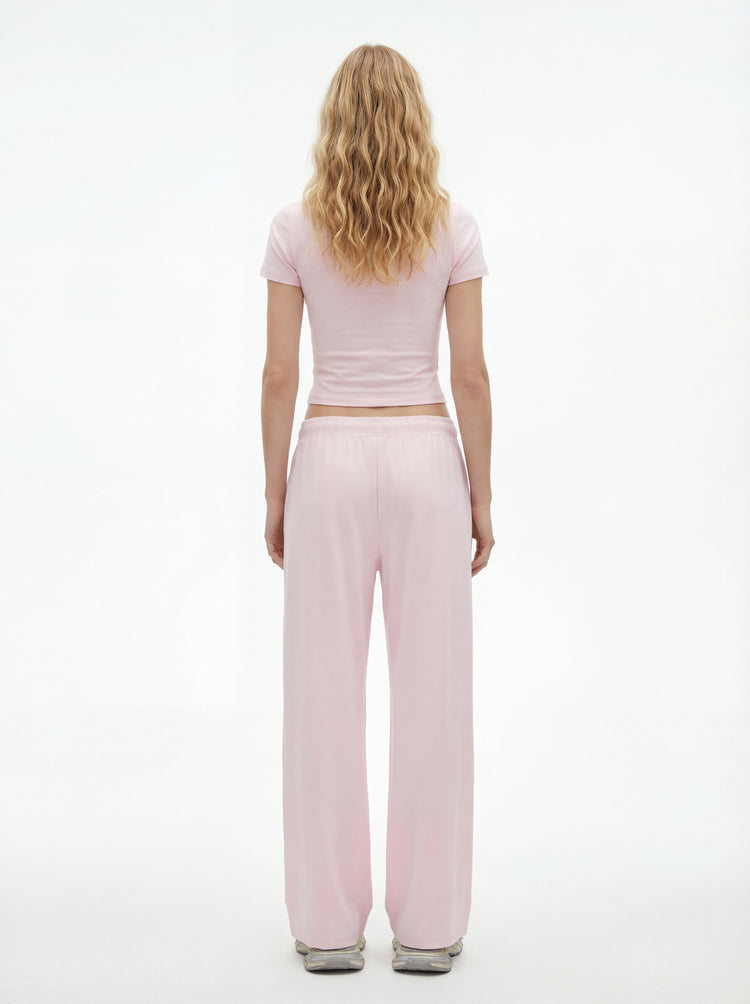 200GSM Women's High-Stretch Spandex Jersey Fitted T-Shirt Blush Pink