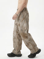270GSM Men's Cotton Twill Denim Print Loose Fit Pants Mustard Yellow