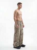 270GSM Men's Cotton Twill Denim Print Loose Fit Pants Mustard Yellow