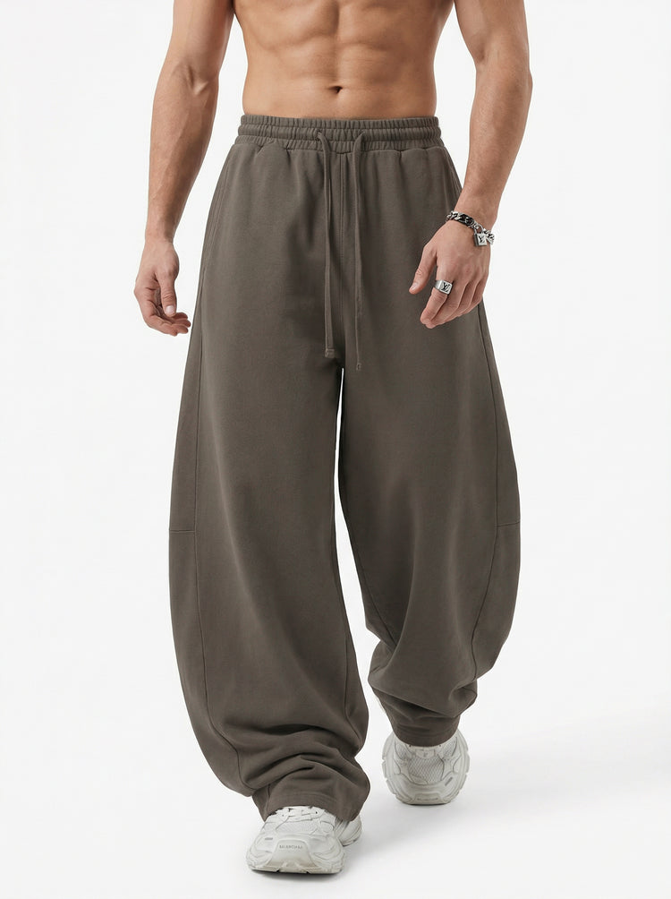 320GSM Men's Textured Denim Curved Panel Pants Coffee