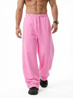 320GSM Men's Textured Denim Curved Panel Pants Pink