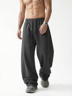 320GSM Men's Textured Denim Curved Panel Pants Dark Gray