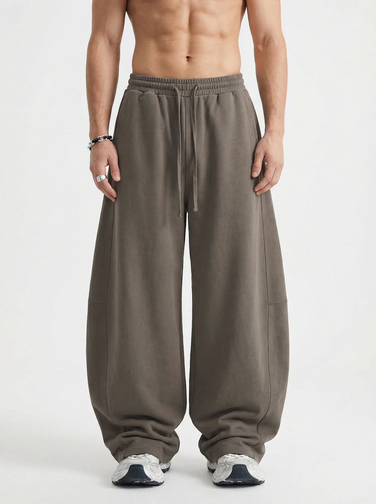 320GSM Men's Textured Denim Curved Panel Pants Coffee