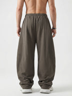 320GSM Men's Textured Denim Curved Panel Pants Coffee