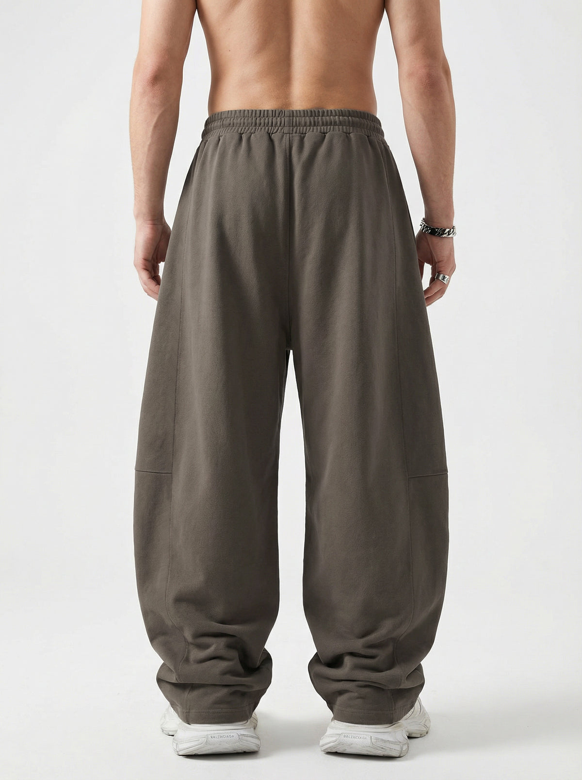 320GSM Men's Textured Denim Curved Panel Pants Coffee