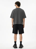 230GSM Men's Combed Cotton Plain Knit Boxy T-Shirt Dark Gray