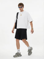 230GSM Men's Combed Cotton Plain Knit Boxy T-Shirt White