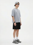 230GSM Men's Combed Cotton Plain Knit Boxy T-Shirt Mid Heather Gray