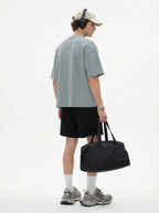 230GSM Men's Combed Cotton Plain Knit Boxy T-Shirt Cigarette Gray