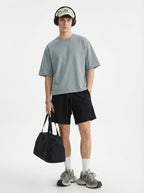 230GSM Men's Combed Cotton Plain Knit Boxy T-Shirt Cigarette Gray