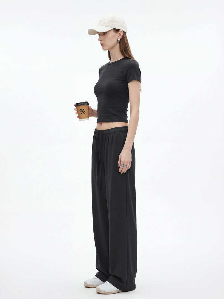200GSM Women’s High-Stretch Slim Straight Pants Charcoal Gray