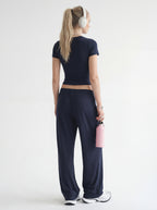 200GSM Women’s High-Stretch Slim Straight Pants Miu Blue