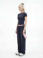 200GSM Women’s High-Stretch Slim Straight Pants Miu Blue