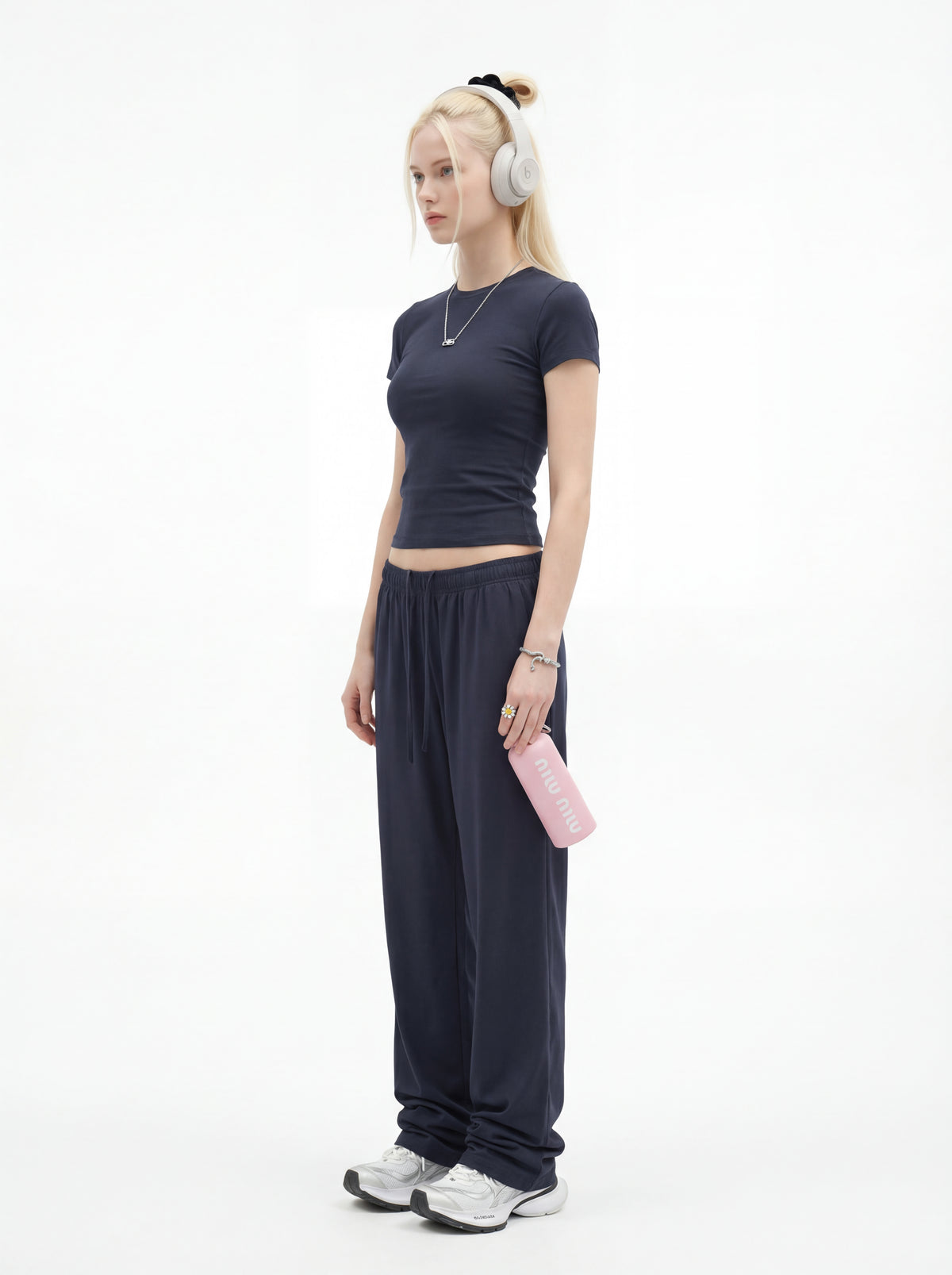 200GSM Women’s High-Stretch Slim Straight Pants Miu Blue