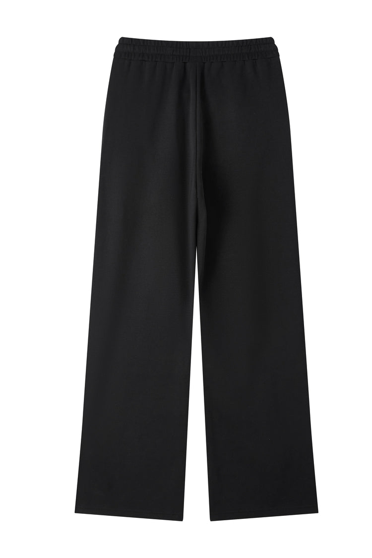 320GSM Men's Old Money Textured Straight-Leg Pants Black